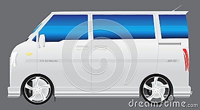 Silver van.Japanese kei car. Vector Illustration