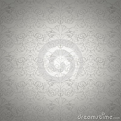 Silver vintage background, royal with classic Baroque pattern Vector Illustration