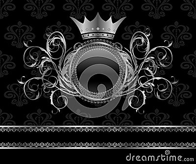 Silver vintage frame template Vector Illustration