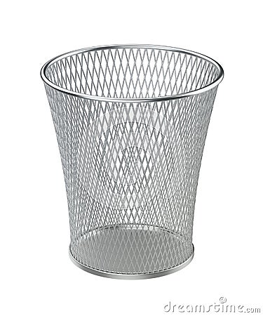 Silver wastepaper basket Stock Photo