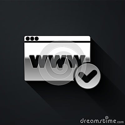 Silver Website template icon isolated on black background. Internet communication protocol. Long shadow style. Vector Vector Illustration