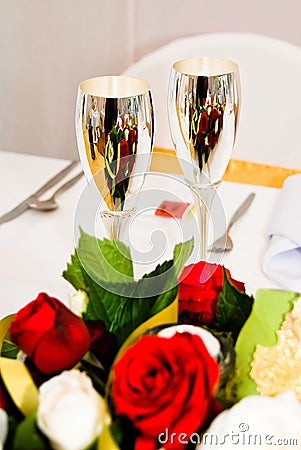 Silver wedding goblets Stock Photo