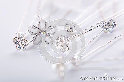 Silver wedding pins Stock Photo