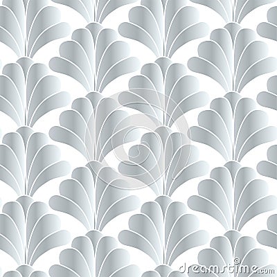 Silver White Art Deco Gatsby Style Floral Geometric Seamless Pattern Background Design Vector Illustration