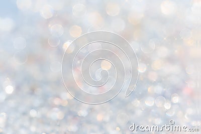 Silver and white bokeh lights defocused. abstract background. white blur abstract background. Stock Photo