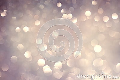 Silver white glittering Christmas lights. Blurred abstract holiday background Stock Photo