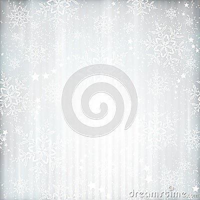 Silver winter, Christmas background with snowflake star pattern Vector Illustration