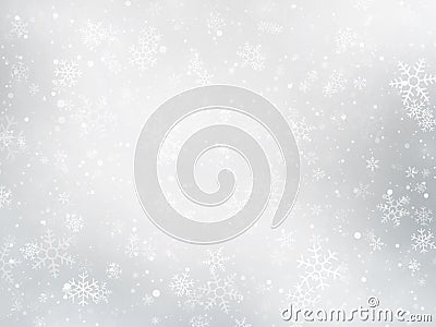 Silver winter Christmas background with snowflakes Stock Photo