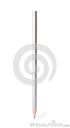 Silver wooden pencil on white. School stationery Stock Photo