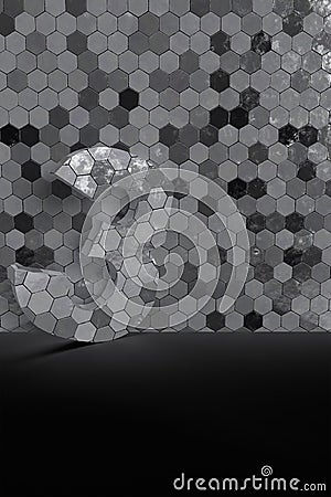 Silver word three on octagonal background Stock Photo