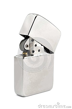 Silver zippo lighter on a white background Stock Photo