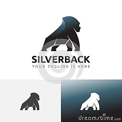 Silverback Strong Gorilla Big Monkey Jungle Mascot Logo Vector Illustration