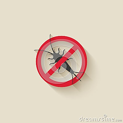 Silverfish silhouette. Pest icon stop sign Vector Illustration