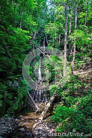 Silverthread Falls in Delaware Water Gap NRA in Pennsylvania Stock Photo