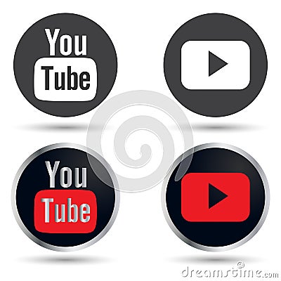 YouTube icon set Editorial Stock Photo