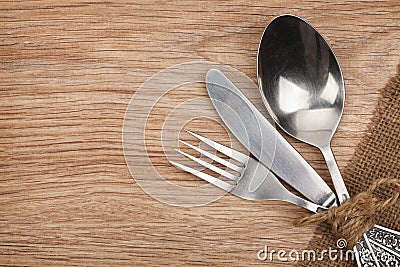 Silverware or flatware set of fork, spoon and knife Stock Photo