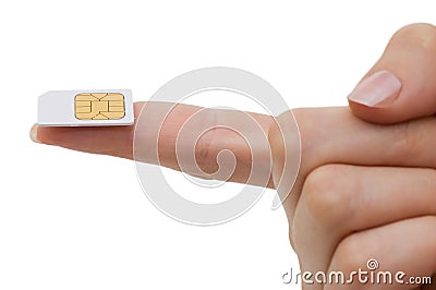 Sim card In a hand Stock Photo