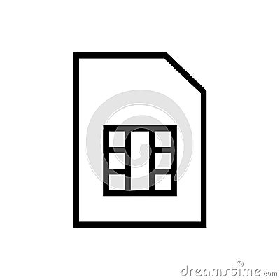 Sim card outline icon isolated. Symbol, logo illustration for mobile concept, web design and games. Vector Illustration