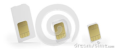 Sim, micro-sim and nano-sim cards Stock Photo