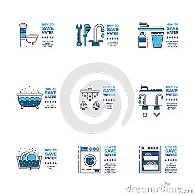 Simbol saving water Vector Illustration