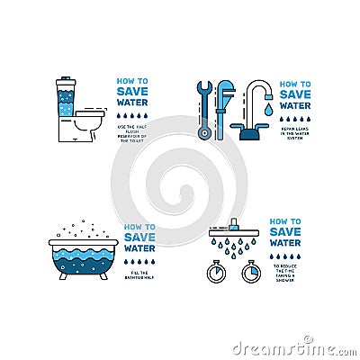 Simbol saving water Vector Illustration