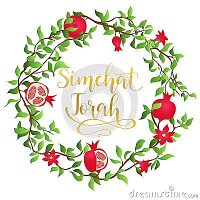 Simchat torah. Lettering. Vector calligraphy. Typography poster. Stock Photo