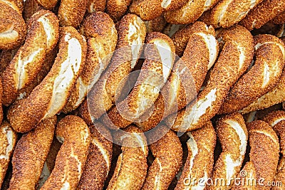 Simit: sesamen bread traditional food in Turkey Stock Photo