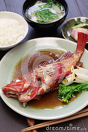 Simmered fish set meal, japanese cuisine Stock Photo