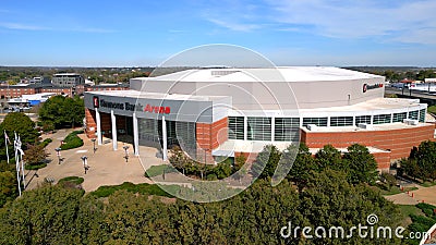 Simmons Bank Arena in Little Rock from above - LITTLE ROCK, UNITED STATES - NOVEMBER 06, 2022 Editorial Stock Photo