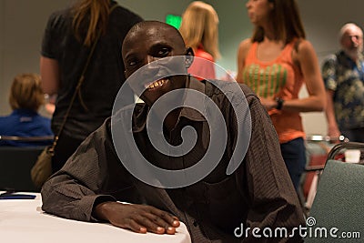 Simon Njoroge , kenyan marathon runner attends a press conference Editorial Stock Photo