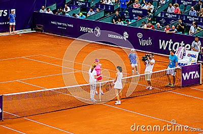 Simona Halep and Lara Arruabarrena during the QF of Bucharest Open WTA Editorial Stock Photo