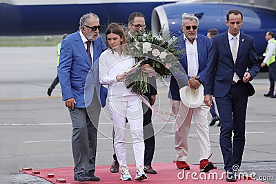 Simona Halep returns home with Wimbledon trophy Editorial Stock Photo