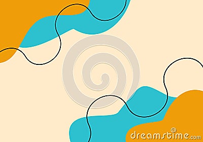 Simple abstract art minimalist, wavy lines and cute colorful blob shapes background. simple trendy flat vector illustration Cartoon Illustration