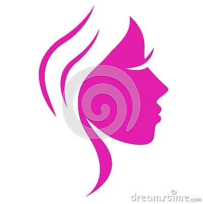 Simple Abstract Pink Beauty Woman Face. Royalty Free Stock 