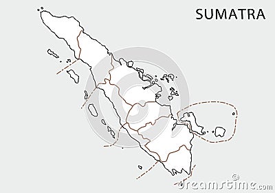 Simple administrative,political and road map vector map of indonesian island sumatra Vector Illustration