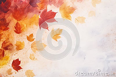 Simple aesthetic autumn inspired autumn watercolor background with leaves and nature elements Stock Photo