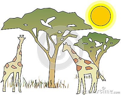 Simple Africa motive with girafes Stock Photo