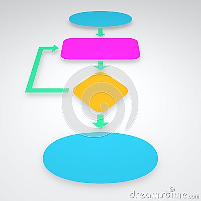 Simple algorithm with colored blocks Stock Photo