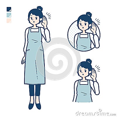 Simple apron woman_Listening Vector Illustration