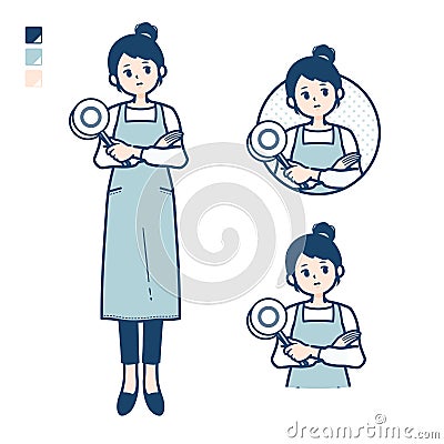 Simple apron woman_Think-answer Vector Illustration