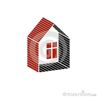 Simple architectural construction, house abstract vector symbol Vector Illustration