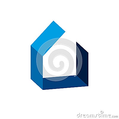 Simple architectural construction, house abstract vector symbol, can be used in real estate business and engineering. Design elem Vector Illustration