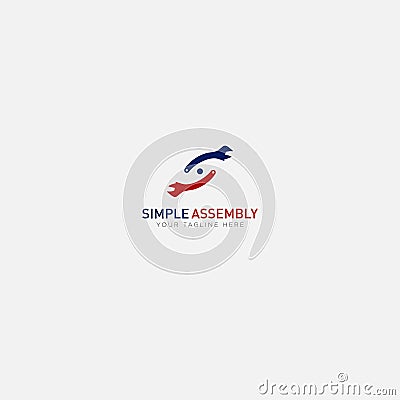 Simple assembly with equipment and like letter S Vector Illustration
