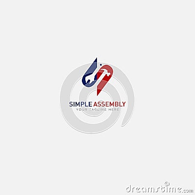 Simple assembly with tools and letter S Vector Illustration