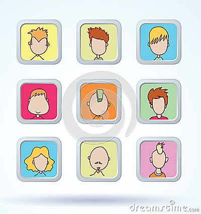 Simple avatar icons set, vector. Vector Illustration