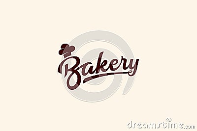 simple bakery logo with a combinasi of bakery lettering and chef hat for any business Vector Illustration