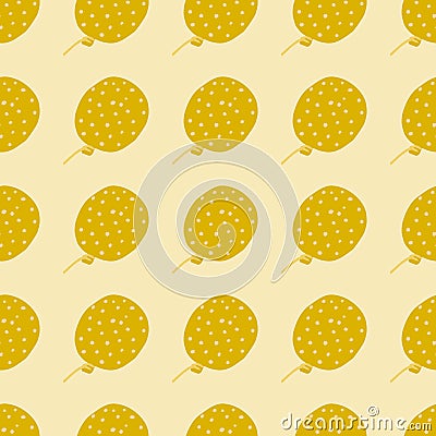 Simple balloons print seamless hand drawn pattern. Creative yellow dotted background on light background Cartoon Illustration