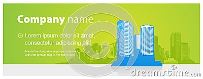 Simple banner with cityscape and place for your text. Vector Illustration