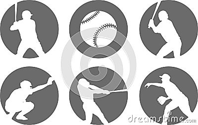 Simple baseball icons set Vector Illustration