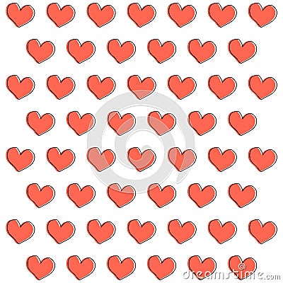 Simple basic heart shape repeat pattern design Vector Illustration